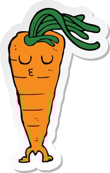 sticker of a cartoon carrot vector