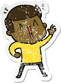 distressed sticker of a cartoon happy man vector