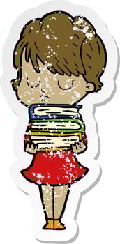 distressed sticker of a cartoon woman vector