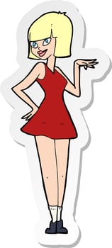 sticker of a cartoon pretty woman vector