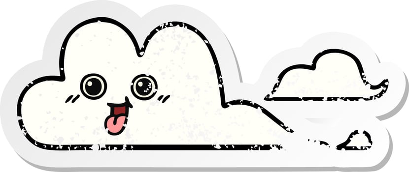 distressed sticker of a cute cartoon clouds vector