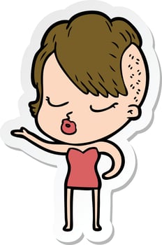 sticker of a cartoon pretty hipster girl vector