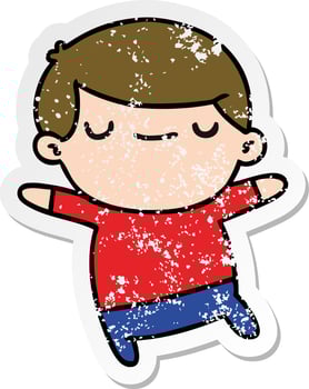 distressed sticker cartoon of a kawaii cute boy vector