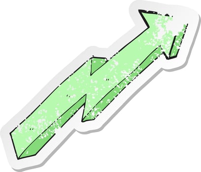 retro distressed sticker of a cartoon arrow up trend vector