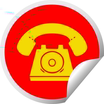 circular peeling sticker cartoon old telephone vector