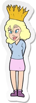 sticker of a cartoon person wearing crown vector