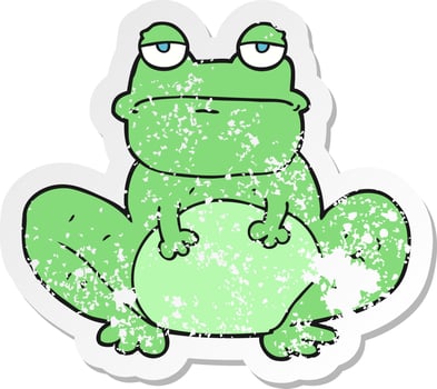 retro distressed sticker of a cartoon frog vector