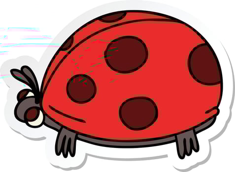 sticker of a quirky hand drawn cartoon ladybird vector