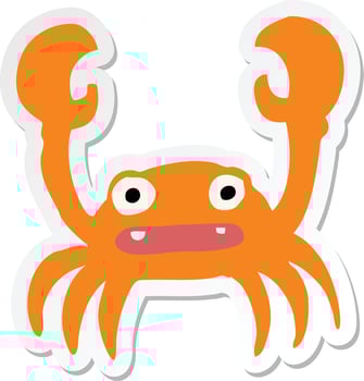 sticker of a cartoon crab vector