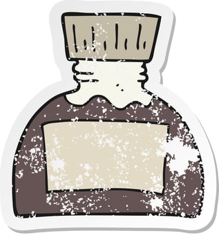 retro distressed sticker of a cartoon ink pot vector