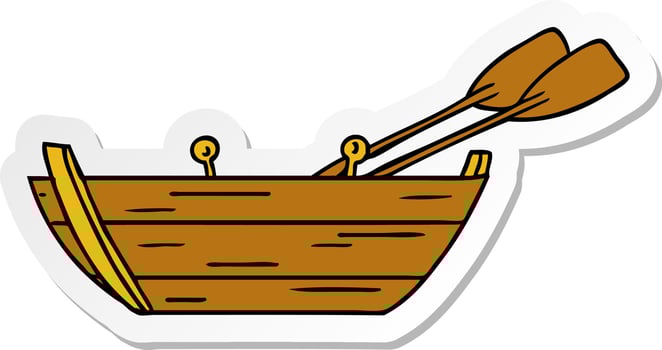 sticker cartoon doodle of a wooden boat vector