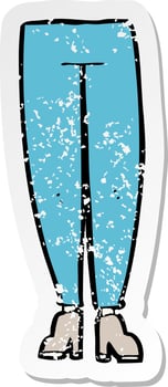 retro distressed sticker of a cartoon female legs vector