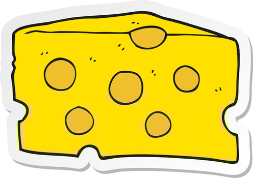 sticker of a cartoon cheese vector