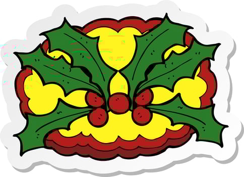 sticker of a cartoon holly symbol vector