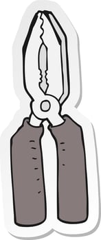 sticker of a cartoon pliers vector