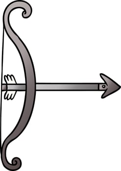 gradient cartoon doodle of a bow and arrow vector