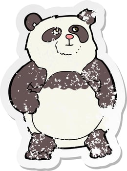 retro distressed sticker of a cartoon panda vector