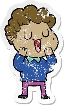 distressed sticker of a laughing cartoon man vector