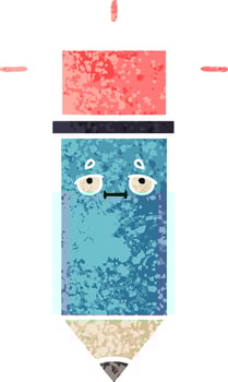 retro illustration style cartoon pencil vector