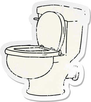 distressed sticker cartoon doodle of a bathroom toilet vector