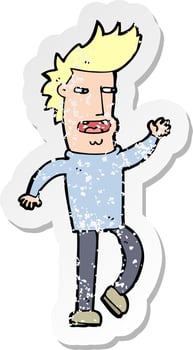 retro distressed sticker of a cartoon loudmouth man vector