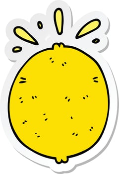 sticker of a cartoon lemon vector