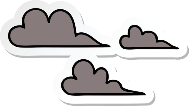 sticker of a cute cartoon storm cloud vector