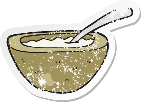 retro distressed sticker of a cartoon porridge vector