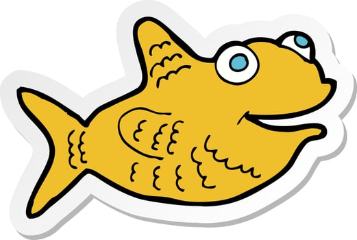 sticker of a cartoon happy fish vector