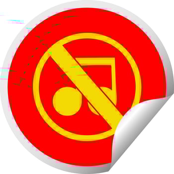 circular peeling sticker cartoon no music sign vector