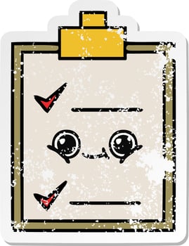distressed sticker of a cute cartoon check list vector