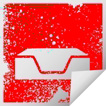 distressed square peeling sticker symbol empty in tray vector