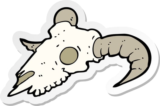 sticker of a cartoon ram skull vector