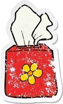 distressed sticker of a cartoon tissue box vector