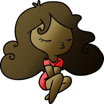 gradient cartoon of cute kawaii girl vector