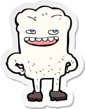 sticker of a cartoon tooth vector