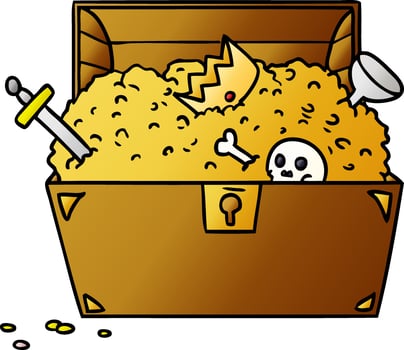 gradient cartoon doodle of a treasure chest vector