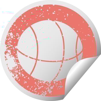 distressed circular peeling sticker symbol basket ball vector