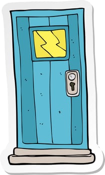 sticker of a cartoon door vector