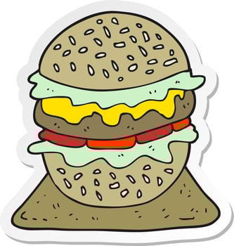 sticker of a cartoon tasty burger vector