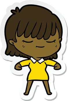 sticker of a cartoon woman vector