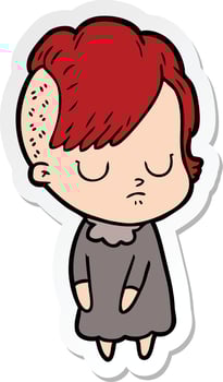 sticker of a cartoon woman vector