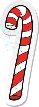 sticker of a cartoon candy cane vector