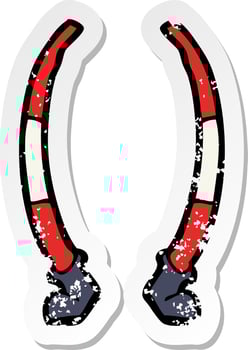 retro distressed sticker of a cartoon legs vector