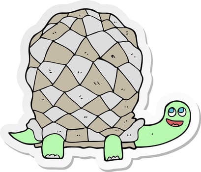 sticker of a cartoon tortoise vector