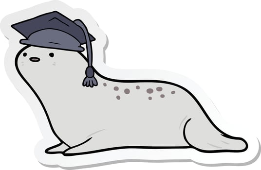 sticker of a cartoon graduate seal vector