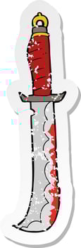 retro distressed sticker of a cartoon sword vector