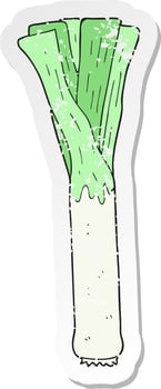 retro distressed sticker of a cartoon leek vector