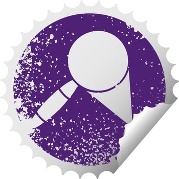 distressed circular peeling sticker symbol magnifying glass vector