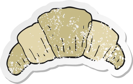 retro distressed sticker of a cartoon croissant vector